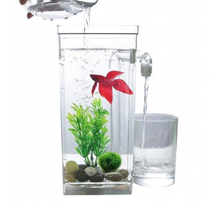 Small Fish Tank Self Cleaning Aquarium Complete Kit with Light Gravity Clean - Aimall