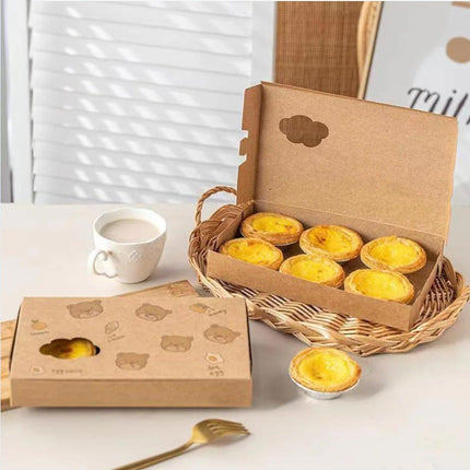 40PCS Cute Egg Tart Paper Boxes for Bakery Packaging Desserts Pastry Cupcakes