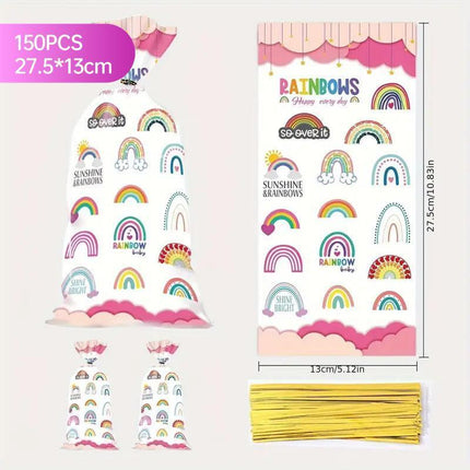 150PCS Rainbow Series Candy Bag Children's Birthday Party Gift Bag Christmas