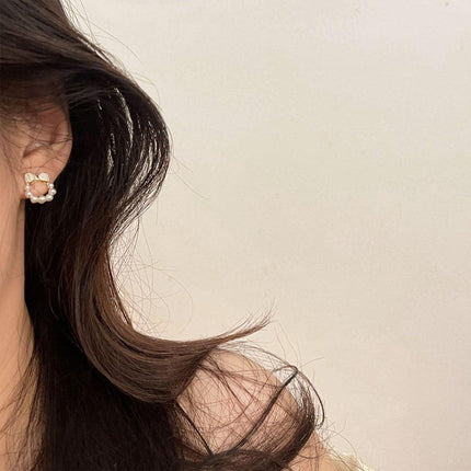 Chic Dainty Bow Earrings for Women Small Round Elegant Jewelry Fashion Gift