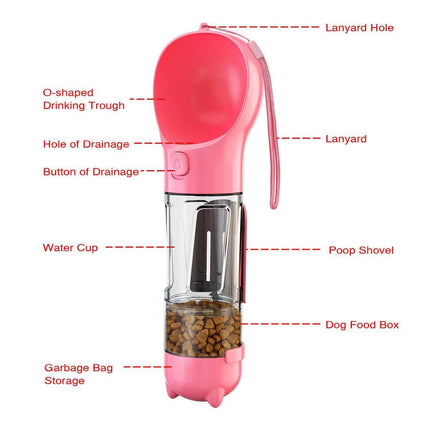 Portable Pet Water Drink Bottle Dog Travel Bowl Dispenser Rubbish Disposal Bags