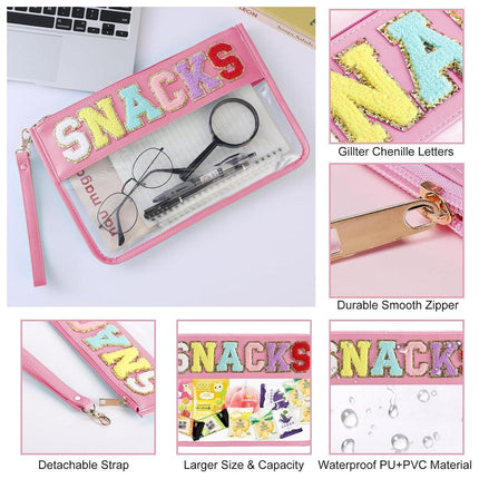 2X Embroidered Letter Cosmetic Bag Transparent PVC Bag Women Travel Toiletry Bag