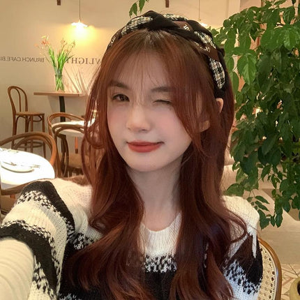 Women Retro Hair Hoop Fried Dough Twist Headband French College Style Hair Clip - Aimall
