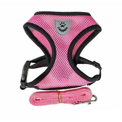 M Size Pet Dog Cat Puppy Soft Leash VEST Mesh Breathe Adjustable Harness Braces Clothes - Aimall