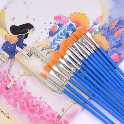 50/100PCS Plastic Flat Tip Hook Line Brushes for DIY Ceramics and Watercolor Painting