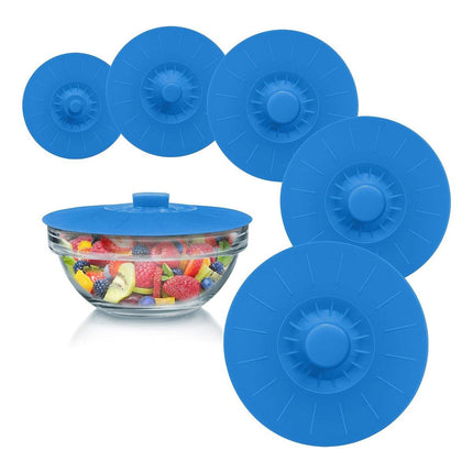 5pcs Silicone Crisper Lids Reusable Food Covers Stretchable Lids Kitchen Storage