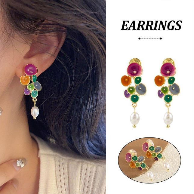 Vintage Long Pearl Coloured Earrings Elegant Matching Jewelry Women Fashion