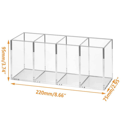 Transparent Acrylic Storage Box with Four Compartments Organiser for Home Office