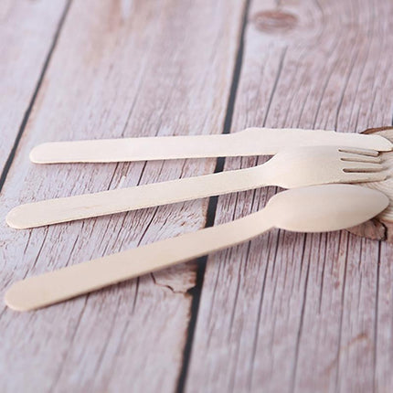 Eco-Friendly Wooden Cutlery Spoon Knives Fork Teaspoon utensils Party Home - Aimall