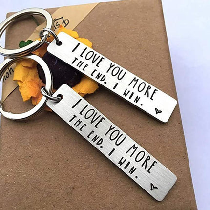 I Love You More The End I Win Stainless Steel Couple Keyring Keychain Gift Funny - Aimall