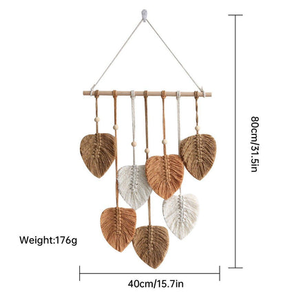 Handmade Braided Cotton Rope Leaves Wall Hanging Home Decoration Ornament