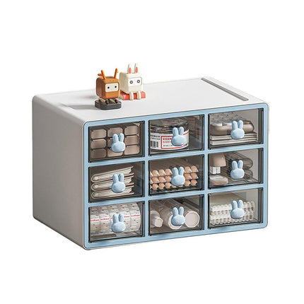 Transparent Rabbit Organizer Multi Compartment Desktop Storage Box Drawer Holder
