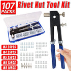 107 PCS Rivet Nut Tool Kit Nutsert Wrench with Mandrels M3 M8 Riveting Set