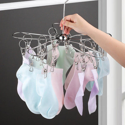 20 Clips Stainless Steel Sock Drying Rack Home Laundry Clothes Clip Hanger