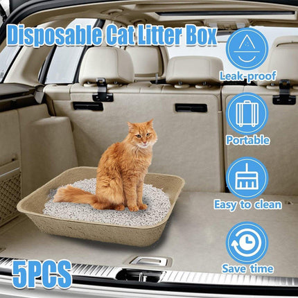5pcs Disposable Cat Litter Pan Open Design Easy Clean Litter Box Pet Cleaning