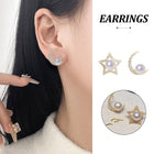 Star and Moon Asymmetric Stud Earrings Fashion Jewelry for Women Accessories