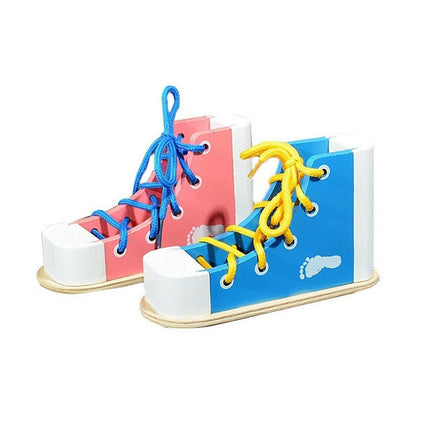 2PCS Wooden Lacing Toy Set for Early Learning and Fine Motor Skill Training