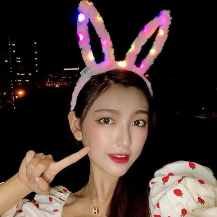 LED Bunny Ears/Angel/Pearl Headband Light Up Headpiece Cute Hair Accessory - Aimall