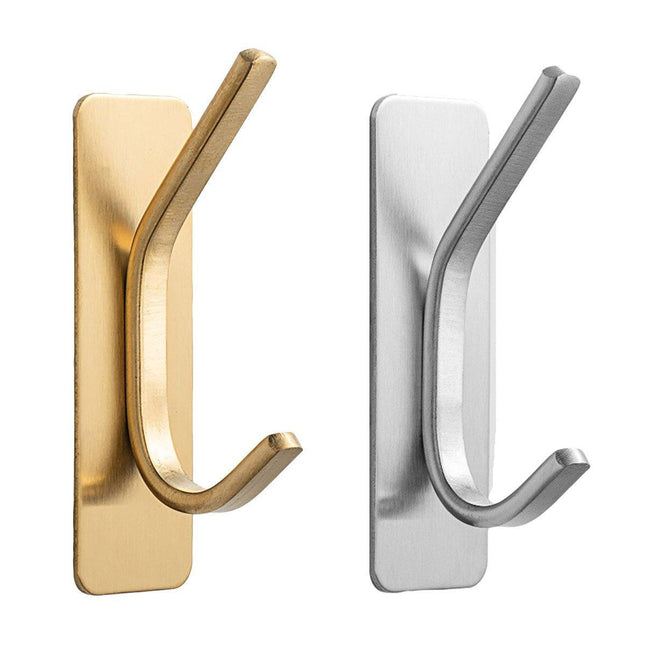 4pcs Stainless Steel Adhesive Hook Towel Hook Bathroom Kitchen Door Coat Hook