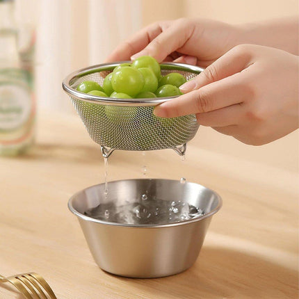 Mini Stainless Steel Sieve Drainage Basket Fruit Filter Basin for Kitchen Use