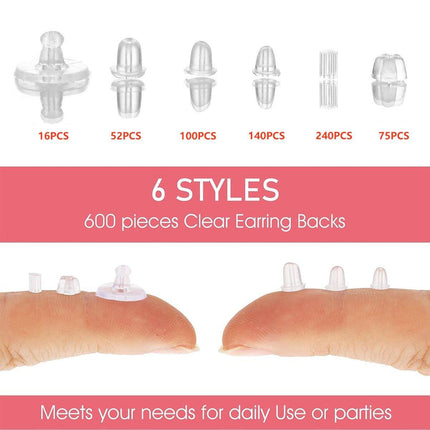 600pcs Ear Plug Set Earring Stud Backs Replacement Secure Fit Accessory