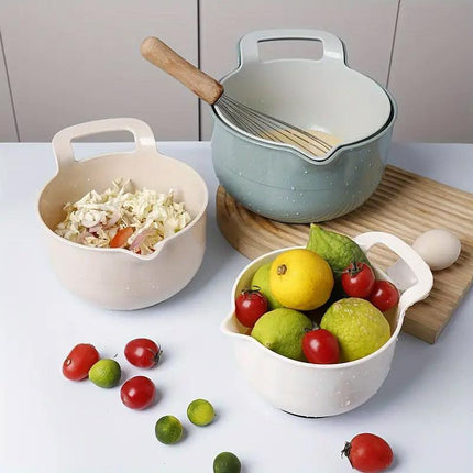 4pcs Salad Bowls with Handles Vegetable and Fruit Snack Serving Plates Durable