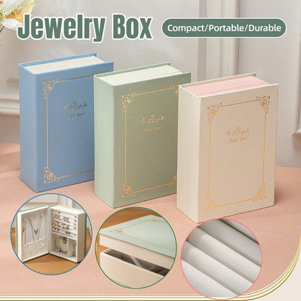 Creative PU Leather Jewelry Box Book Earrings Rings Necklace Organizer Holder