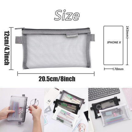 10PCS Clear Mesh Pencil Case Pen Cosmetic Makeup Storage Bag Organizer Pouch - Aimall