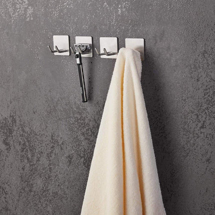 4pcs No Punch Hooks Powerful Adhesive Wall Mounted Metal Kitchen Hooks Set
