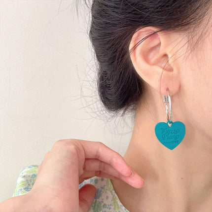 Green Academy Style Heart Shaped Cute Earring Clip Women Fashion Jewelry