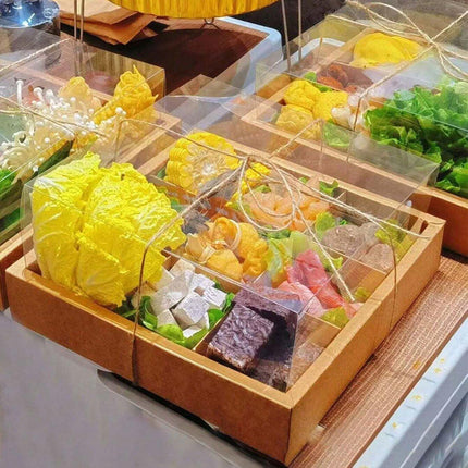 5PCS Kraft Paper Lunch Boxes Picnic Camping Food Containers Bento Sushi Packing