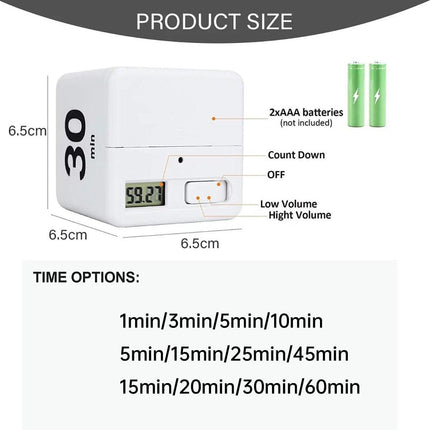 Cubic Timer for Students Time Management Study Exercise Reminder Tool Adjustable