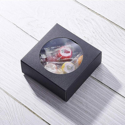 50PCS Handmade Soap Paper Box Round Window Kraft Black White Candy Biscuit Box