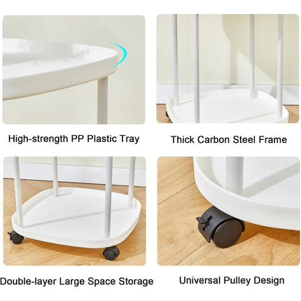 2 Tier Mobile Side Table Coffee Table with Storage Shelf Living Room Furniture