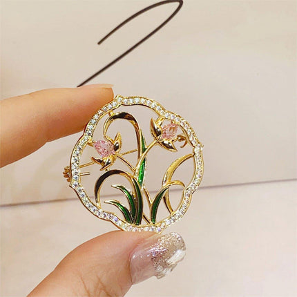 Retro Orchid Brooch Classic Chinese Style Delicate Pin Cheongsam Decoration
