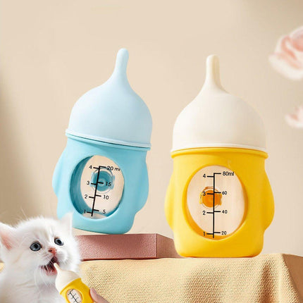 Silicone Pet Milk Feeding Bottle with Scale for Small Puppies and Kittens 20ml 80ml