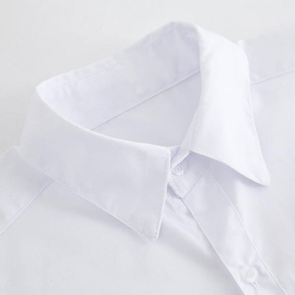 Ladies Womens Plain Long Sleeve Work Shirt Collar Office Formal Blouse Easy Care - Aimall