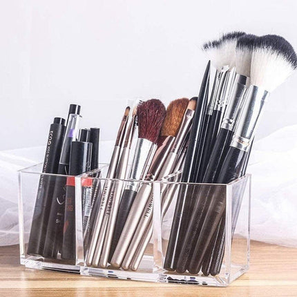 Transparent Acrylic Storage Box with Four Compartments Organiser for Home Office