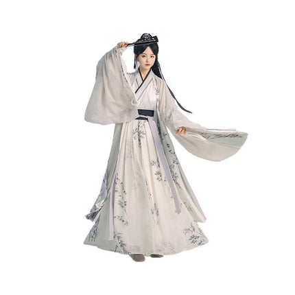 Hanfu Dress Women Ancient Chinese Traditional Fairy White Bamboo Costume Summer - Aimall