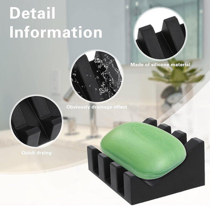 2PCS Silicone Soap Dish Holder Set Non-Slip Draining Soap Box Washable Pad Tray
