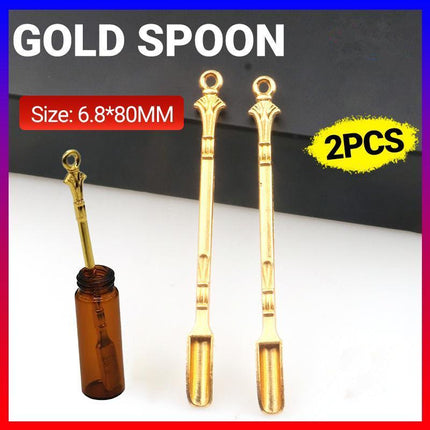 2PCS Gold Snuff Spoon Micro Spoon Spatula Spoon Stainless Steel Scoop - Aimall