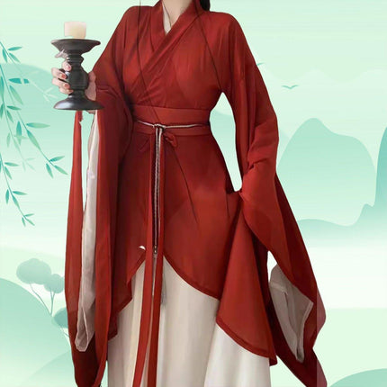 Womens Hanfu Wei Jin Style Big Sleeve Dress Northern Southern Dynasty