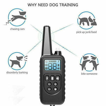 Electric Dog Pet Training E-Collar Obedience Rechargeable Remote Control 800M AU - Aimall