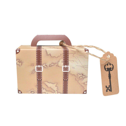 50PCS Vintage Travel Map Candy Boxes Gift Packaging Retro Luggage Design Party
