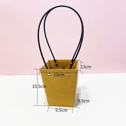 25x Kraft Paper Bag Flowers Waterproof Bouquet Basket Gift Box With Handle - Aimall
