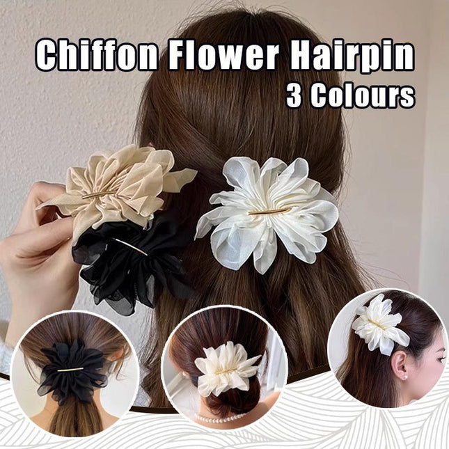 Chiffon Headdress Flower Hairpin Woman Sweet party hair Claw styling Hair Clips - Aimall