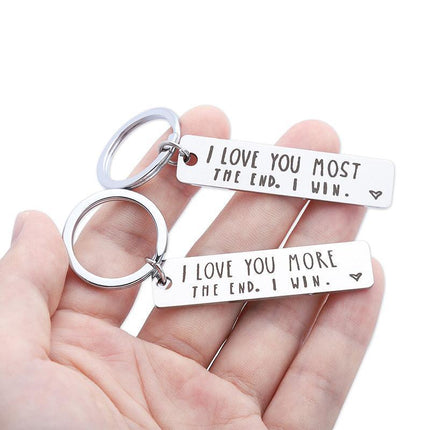 I Love You More The End I Win Stainless Steel Couple Keyring Keychain Gift Funny - Aimall