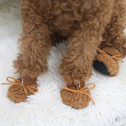 Winter Pet Dog Snow Boots Teddy Puppy Non-Slip Cotton Shoes Warm Puppy Foot
