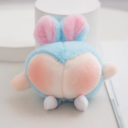 Honey Peach Butt Keychain Rabbit Ears Pendant Toy Bag Decor Plush Doll Key Ring - Aimall