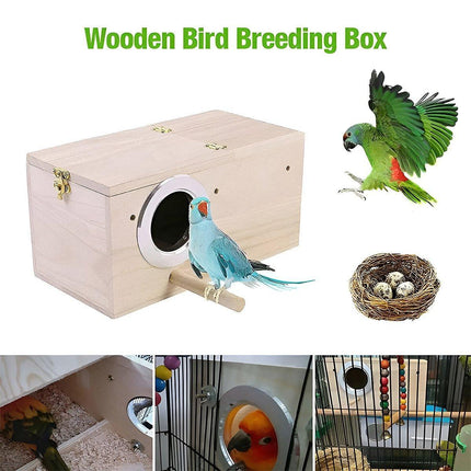 Wooden Nest Bird Breeding Box Parakeet Parrot Cockatiel Cage Nesting House S M L - Aimall